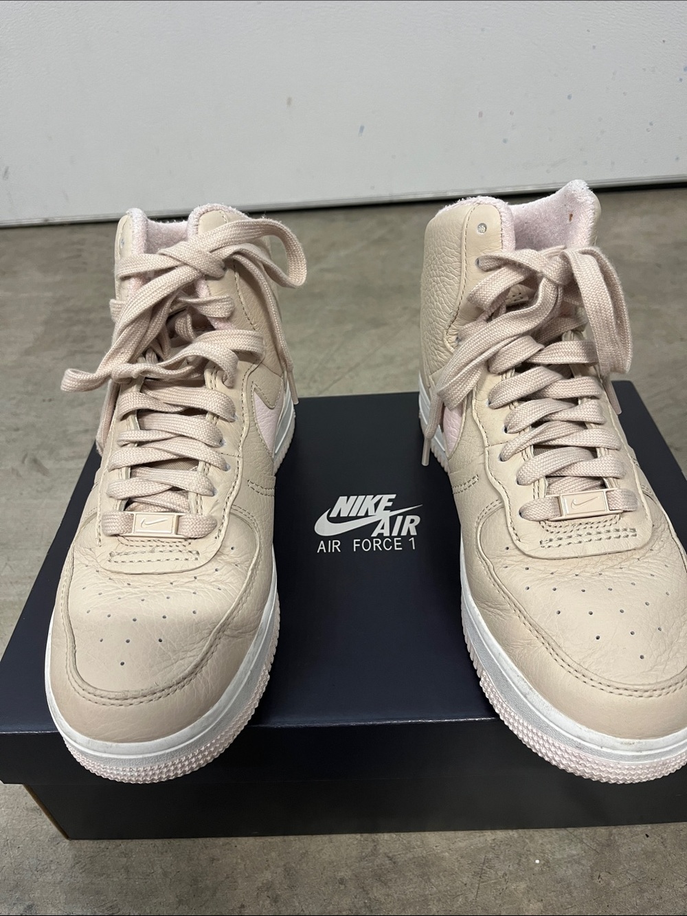 Nike AIR Force 1 Women’s Beige and Light Pink High-Top Sneakers